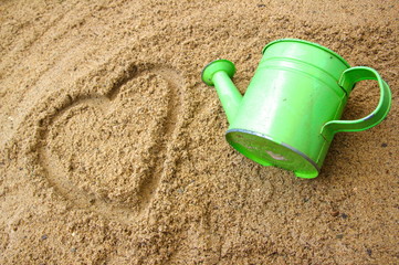 A heart in the sand with copy space