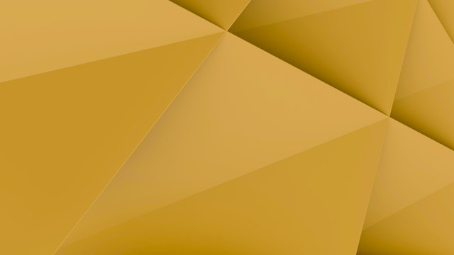 Yellow Low Poly Paper Background / Concept Stylish Geometric  Wallpaper / 3d Illustration