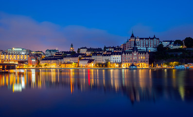 View of Stockholm Sweden at night