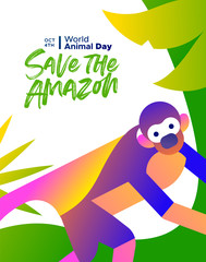 World animal day poster amazon forest monkey