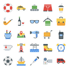 Traveling Accessories Flat Icons Pack 