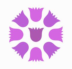 Purple bellflowers circle.