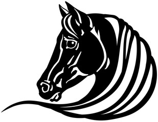 head of black horse. Logo, emblem, tattoo template