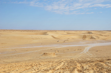 Fototapeta na wymiar Surroundings of the Star Wars Sets in the Tunisian desert Sahara