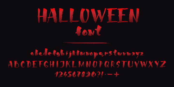 Halloween red blood vector font
