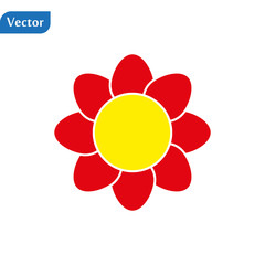 Red flower icon. Blossom clipart. Vector illustration isolated on white background