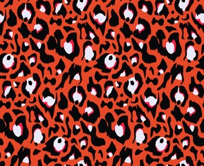 Leopard pattern design - funny drawing seamless pattern. Lettering poster or t-shirt, dress textile graphic design. / wallpaper, wrapping paper.