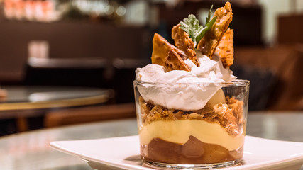 A well done, attractive dessert at a cafe in Nagoya