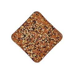 Milk chocolate bar with sesame seeds isolated on white background