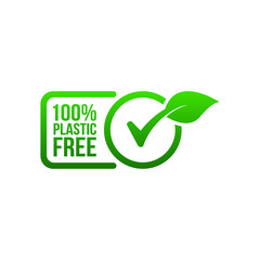 Plastic free green icon badge. vector illustration