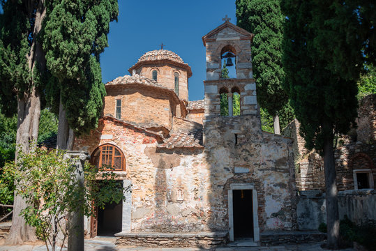 The church of the Kesariani monastery on mount Imitos