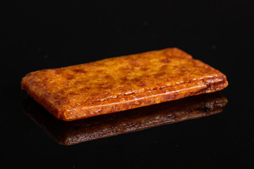 One whole rectangle rice japan assortment isolated on black glass