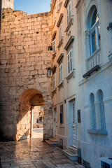 Fototapeta na wymiar Early Morning Scene in the old town of Split, Croatia