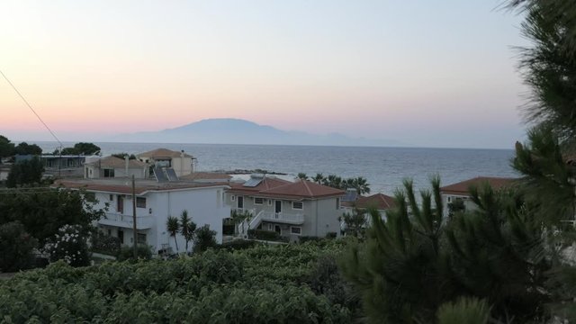 Cephalonia island seen from Zakyntos, view at sunset