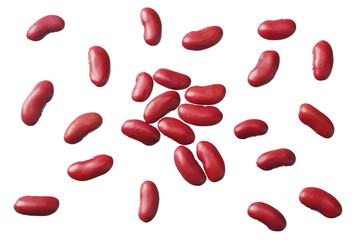 red kidney beans isolated on white background. top view
