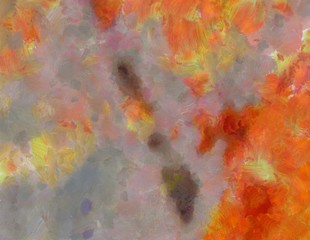 Detailed close-up grunge clouds abstract background. Dry brush strokes hand drawn oil painting on canvas texture. Creative simple pattern for graphic work, web design or wallpaper. Chaotic splashes.