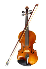 Obraz na płótnie Canvas An isolated vertical image of violin, string music instrument in orchestra.