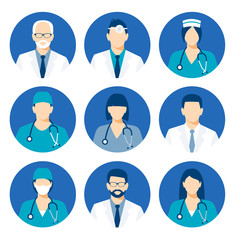 Medical avatars set . Medical clinic staff flat avatars. icon