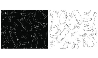 PATTERNS WITH CUTE KITTENS PLAYING WITH A BOW, Cute cartoon funny character