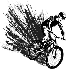 black and white vecor illustration cyclist