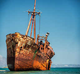 Shipwreck "Dimitrios", scenic beach in Lakonia region, Greece