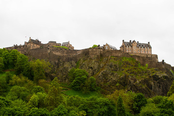 Fototapeta na wymiar Edinburgh Castle historic fortress dominating the skyline of the city of Edinburgh, Scotland from its position on the Castle Rock