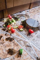 broken plate on floor