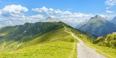 Deurstickers Mountainbikestrecke in den österreichischen Alpen als Panorama © by paul
