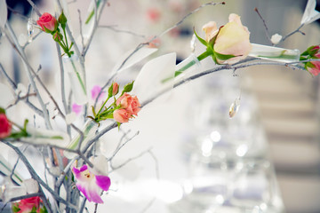 Interior decoration roses. Bouquet of roses