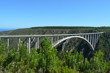 Fototapeta na wymiar Bloukrans bunjee jumping bridge is an arch bridge located near Nature's Valley and Knysna in Garden route in western cape South Africa