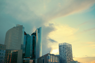Fototapeta na wymiar modern skyscrapers in the evening