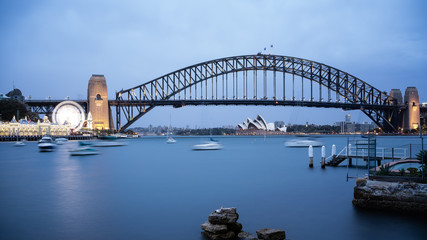 Sydney Harbour Bridge and Luna Park at Dusk