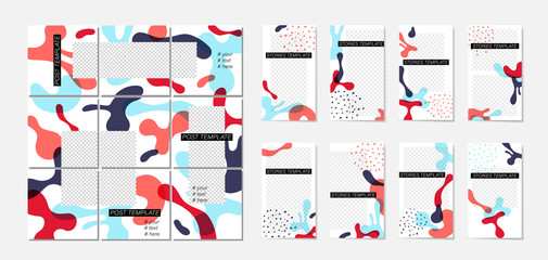 White background with abstract elements and colorful spots with place for your photos.