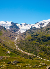Fototapeta na wymiar Forni glacier panorama in Ortler Alps, Stelvio National Park, Italy