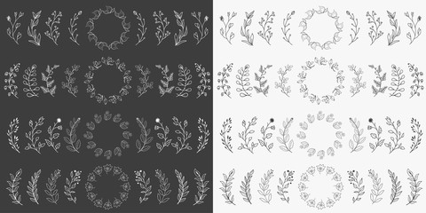 Hand Drawn Floral Elements Vector