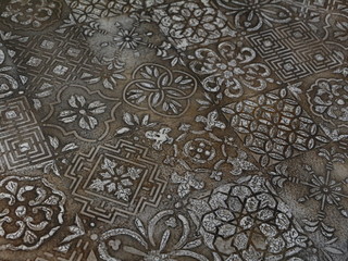 Beautiful background with old cracked tiles