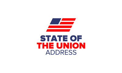 State of the Union Address in United States. Annual deliver from the President of the US address to Congress. Speech President. Patriotic american elements. Poster, card, banner, background. Vector