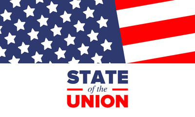 State of the Union Address in United States. Annual deliver from the President of the US address to Congress. Speech President. Patriotic american elements. Poster, card, banner, background. Vector