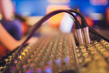 Mixing console for sound producer. Music. Sound. Sound controller. Director's remote.