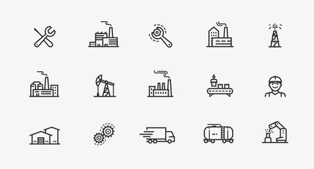 Fotobehang Industry icon set. Factory, manufacturing symbol. Vector illustration © ~ Bitter ~