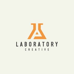 laboratory tube logo - vector design on a light background