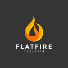 unique fire logo - vector illustration on a dark background