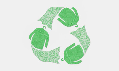 autumn winter jumpers recycle clothes symbol recycle sign, sustainable fashion  second hand concept