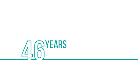 46 years anniversary or birthday. Linear outline graphics. Can be used for printing materials, brouchures, covers, reports. Stock Vector illustration isolated on white background