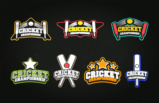 Modern professional Typography cricket sport super hero style vector emblem and template logo design with ball. Funny greetings for clothes, card, badge, icon, postcard, banner, tag, stickers, print