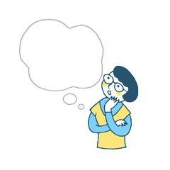 考え事をする女性　ふきだし