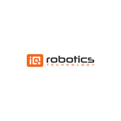 Illustration of IQ signs that are combined in a modern and clean way for robotic technology companies logo design - obrazy, fototapety, plakaty