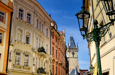 The Old Town Hall in Prague, the capital of the Czech Republic, is located in Old Town Square.