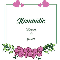 Beautiful wedding and invitation card romantic, with purple flower frame. Vector