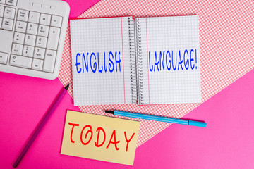 Text sign showing English Language. Business photo text third spoken native lang in world after...